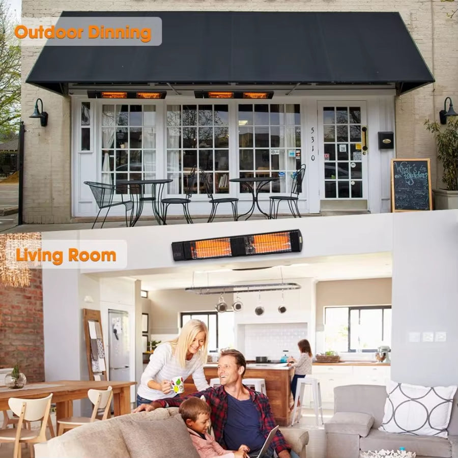 Infrared Electric Patio Heater 3000W Carbon Fiber Heating for Outdoor/Indoor Porch Deck Garage with Remote 24 Hours Timer Hard