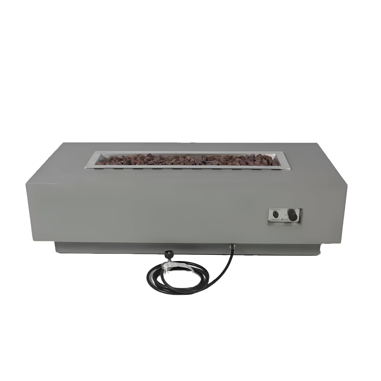 Granville Outdoor Fire Pit 60 In. X 27 In. Rectangular Concrete Propane Fire Table with Lava Rocks and Cover