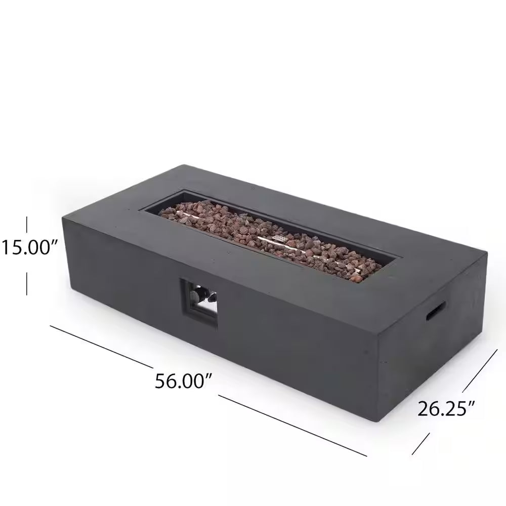 Aidan 56 In. X 15 In. Rectangular Outdoor Patio Gas Fire Pit Table with Tank Holder