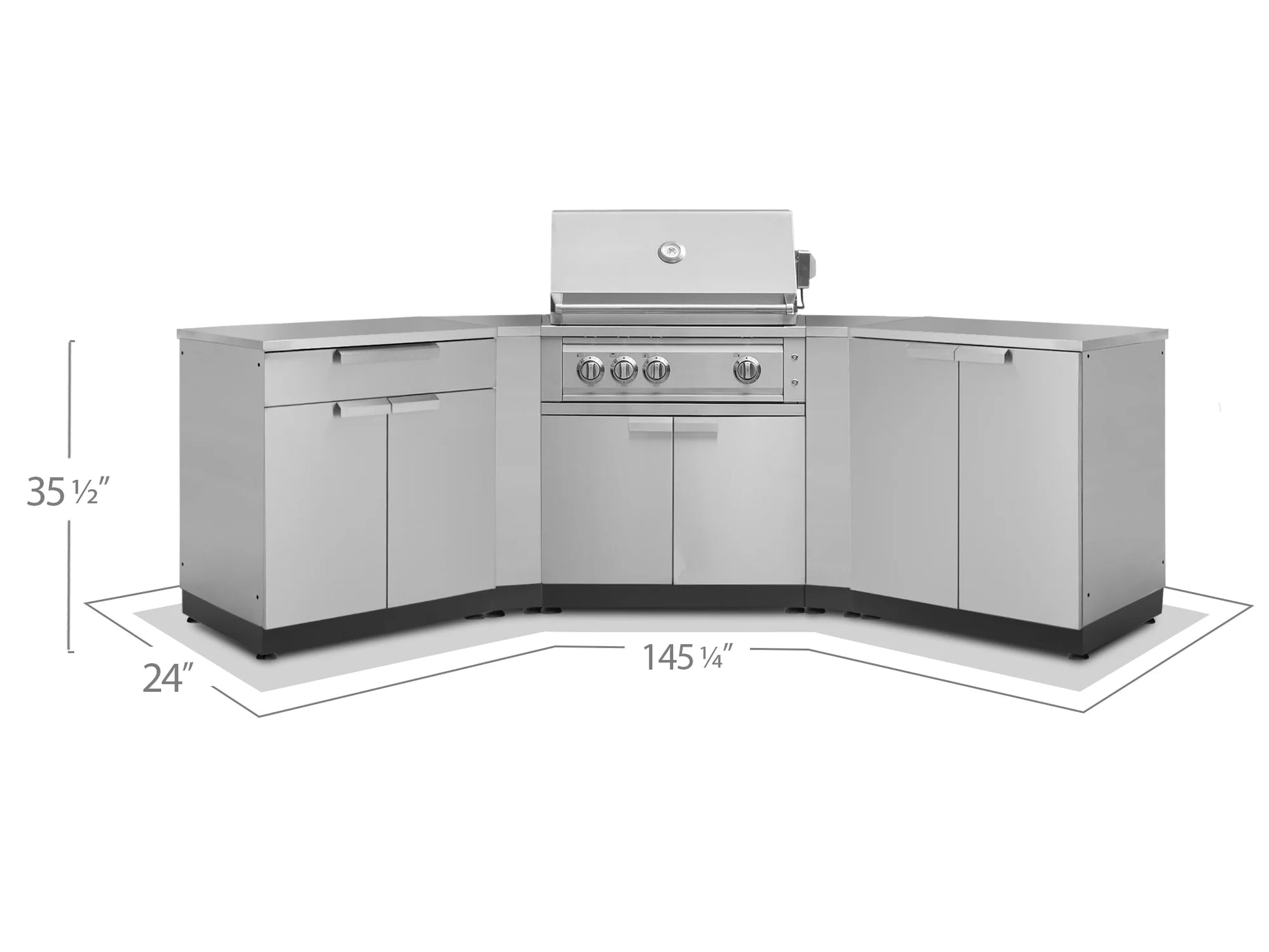 Newage Products Outdoor Kitchen 6 Piece Cabinet Set in Stainless Steel with Countertops