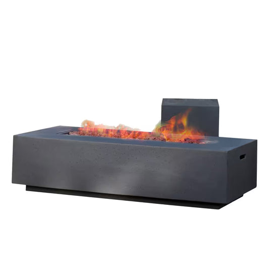 Aidan 56 In. X 15 In. Rectangular Outdoor Patio Gas Fire Pit Table with Tank Holder