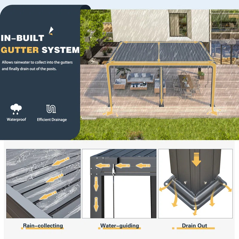 Aluminum Louvered Pergola, Outdoor Pergola with Adjustable Louvered Roof