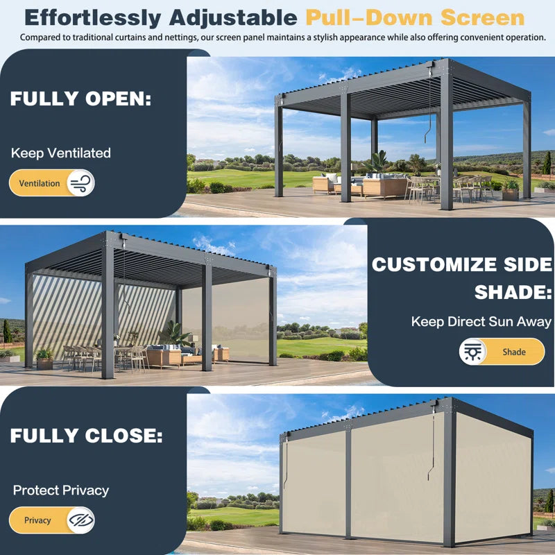Aluminum Louvered Pergola, Outdoor Pergola with Adjustable Louvered Roof