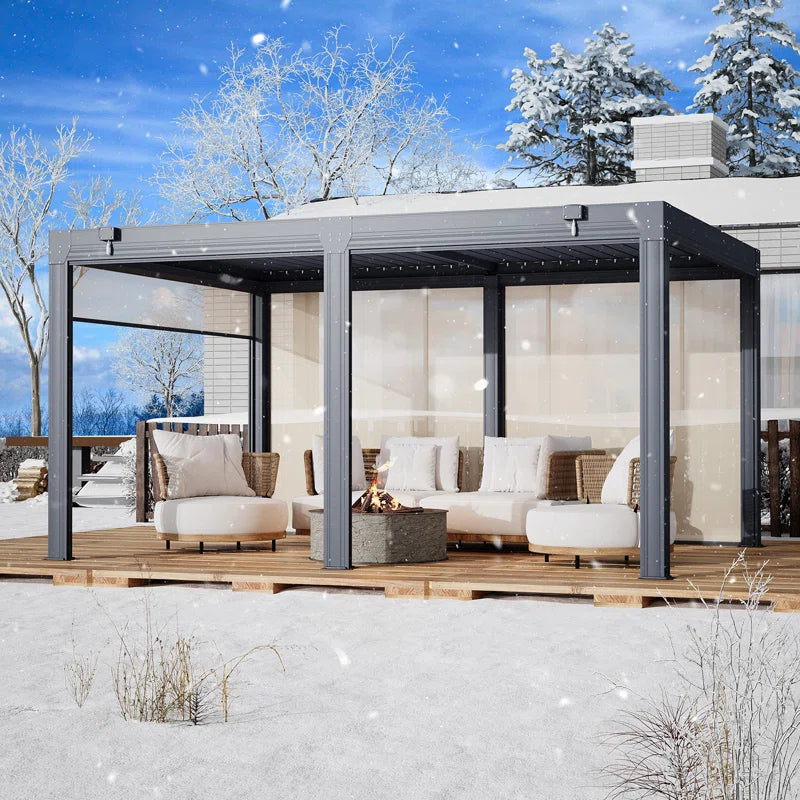Aluminum Louvered Pergola, Outdoor Pergola with Adjustable Louvered Roof