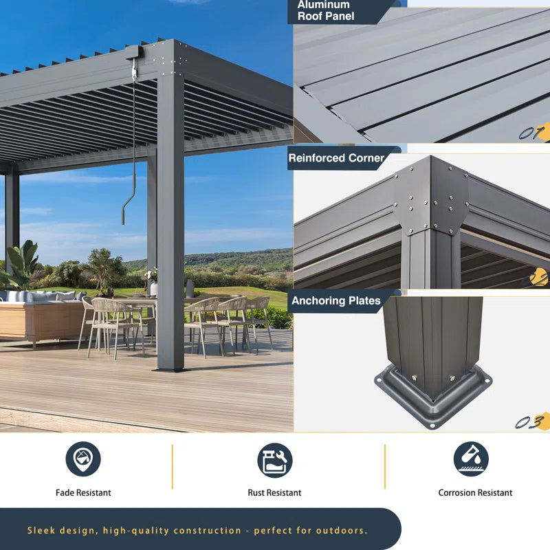 Aluminum Louvered Pergola, Outdoor Pergola with Adjustable Louvered Roof