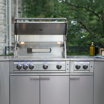 Newage Products Outdoor Kitchen 4 Piece Cabinet Set in Slate Gray with Countertops