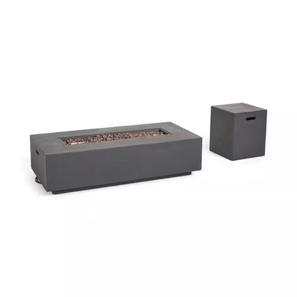 Aidan 56 In. X 15 In. Rectangular Outdoor Patio Gas Fire Pit Table with Tank Holder