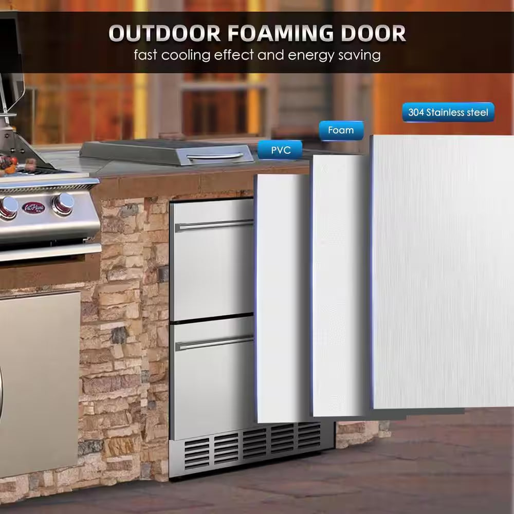 3.25 Cu. Ft. Built-In Outdoor Refrigerator in Stainless Steel Silver