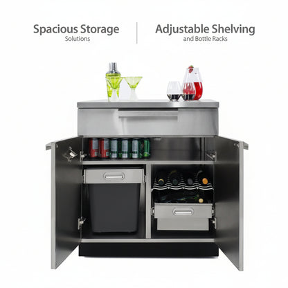 Newage Products Outdoor Kitchen 6 Piece Cabinet Set in Stainless Steel with Countertops