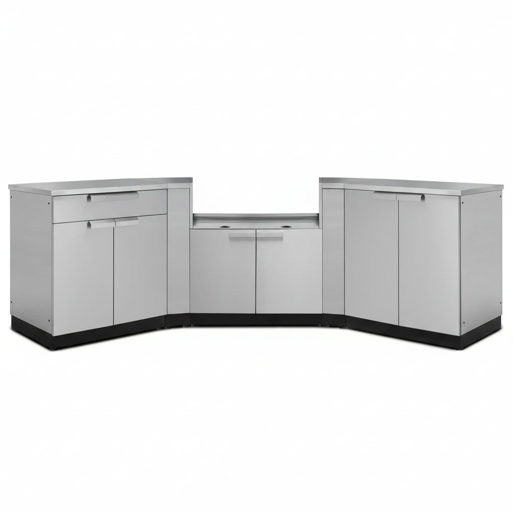 Newage Products Outdoor Kitchen 6 Piece Cabinet Set in Stainless Steel with Countertops