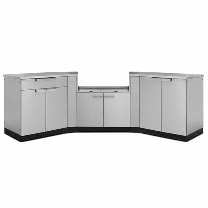 Newage Products Outdoor Kitchen 6 Piece Cabinet Set in Stainless Steel with Countertops