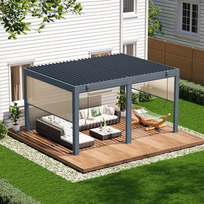 Aluminum Louvered Pergola, Outdoor Pergola with Adjustable Louvered Roof