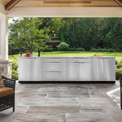 Newage Products Outdoor Kitchen 6 Piece Cabinet Set in Stainless Steel with Countertops