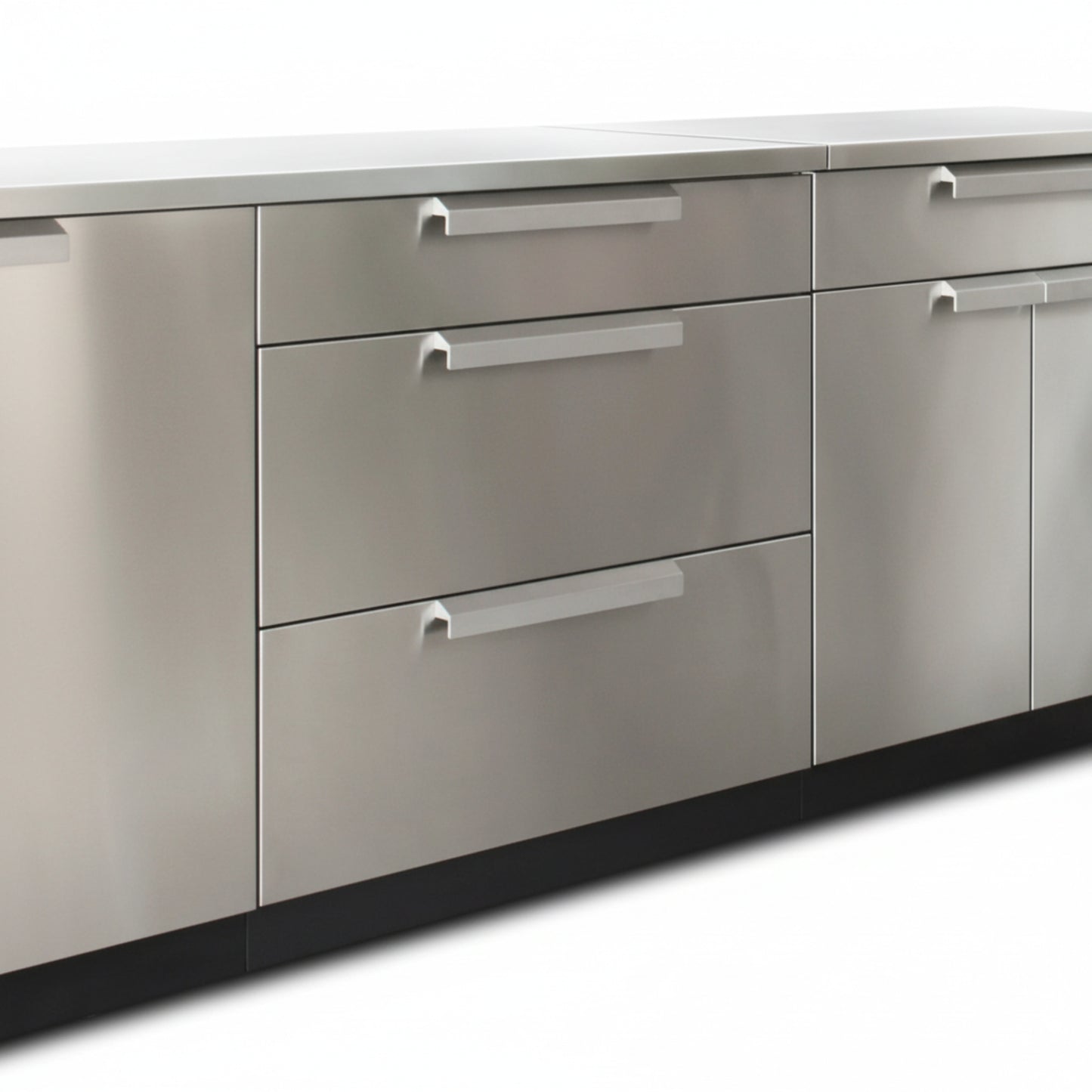 Newage Products Outdoor Kitchen Stainless Steel 3 Piece Cabinet Set with 3-Drawer, Bar and Grill Cabinet