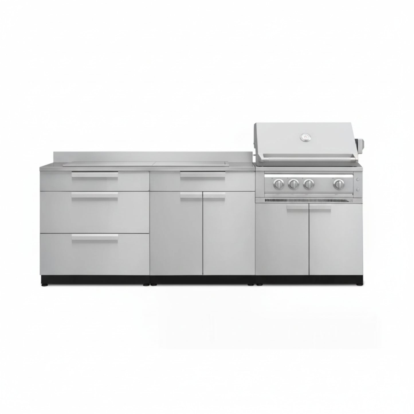 Newage Products Outdoor Kitchen Stainless Steel 3 Piece Cabinet Set with 3-Drawer, Bar and Grill Cabinet