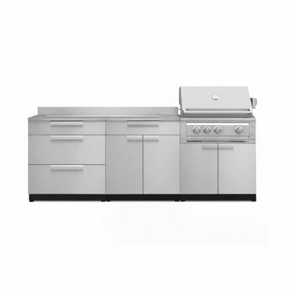 Newage Products Outdoor Kitchen Stainless Steel 3 Piece Cabinet Set with 3-Drawer, Bar and Grill Cabinet